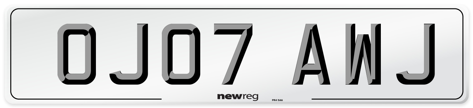 OJ07 AWJ Number Plate from New Reg